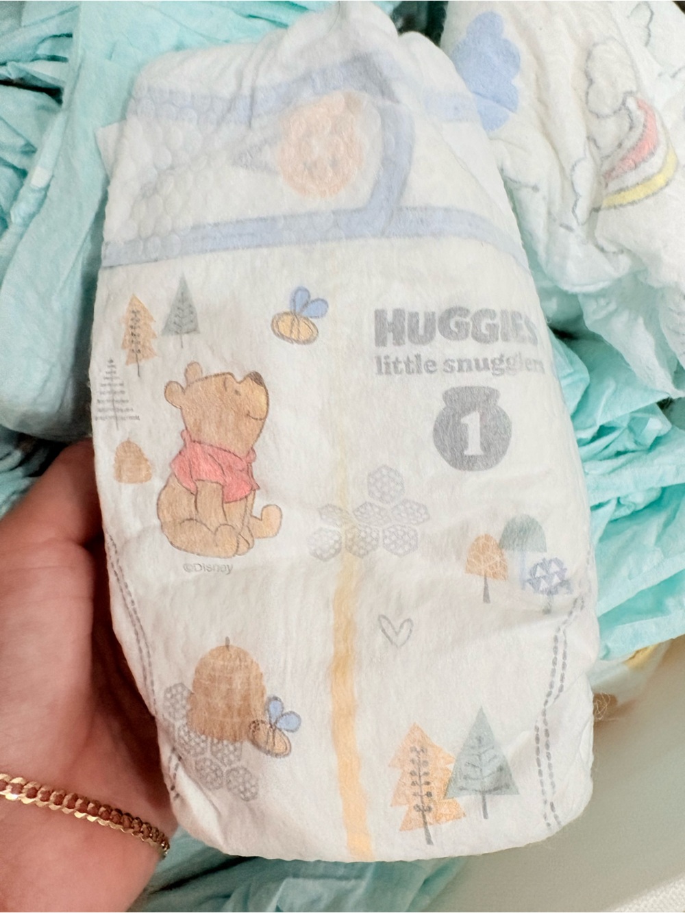 Huggies  & Pampers Baby Diapers - White with Pastel Prints